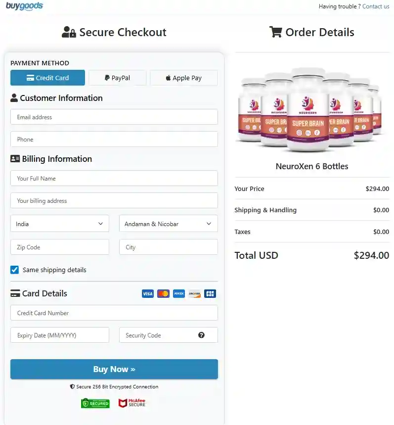 NeuroXen Order Page